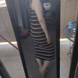 Black and Brown Striped Medium Wild Fable Dress